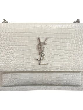 YSL Sunset Medium Croc Embossed